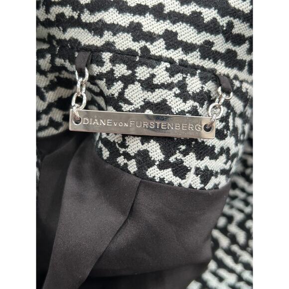 Diane Von Furstenberg Womens Nala Colorblock Tweed Coat Grey Yellow Black Size 8 - Picture 10 of 16